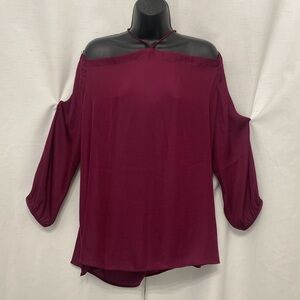 LOFT Off The Shoulder Long Sleeve Blouse Spaghetti Halter Shirt Tops Size XL